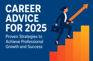 Career Advice for 2025 Professional woman planning her career path with a digital tablet