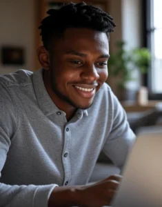 Person working remotely on a laptop from home — representing freelance opportunities in 2025