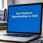 Person working remotely on a laptop from home — representing freelance opportunities in 2025