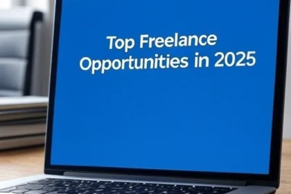 Person working remotely on a laptop from home — representing freelance opportunities in 2025