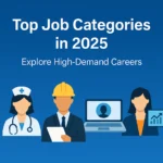 Illustration representing top job categories in 2025, including tech, healthcare, and remote work careers