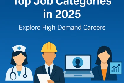 Illustration representing top job categories in 2025, including tech, healthcare, and remote work careers