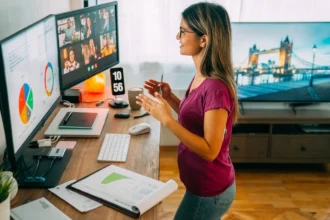 Remote job Listings search setup with laptop and coffee