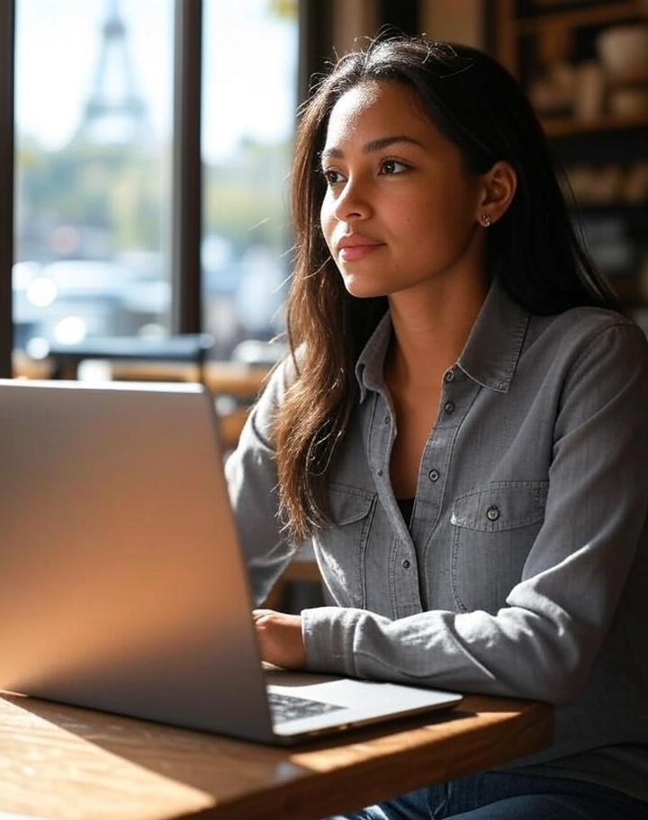 Professional working remotely work abroad